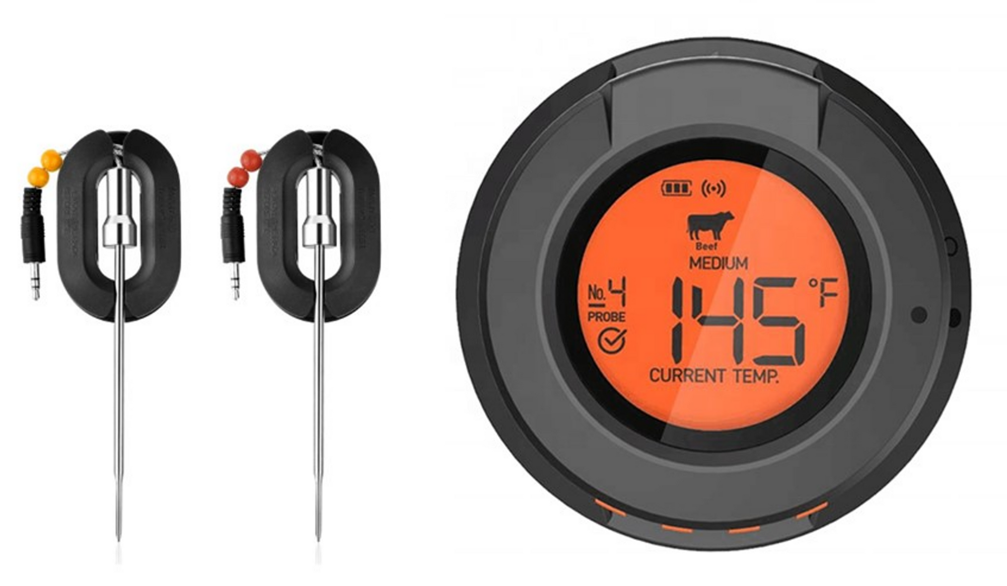 Digitale Bluetooth Dome thermometer met 2 probes en 4 poorten - waterdicht