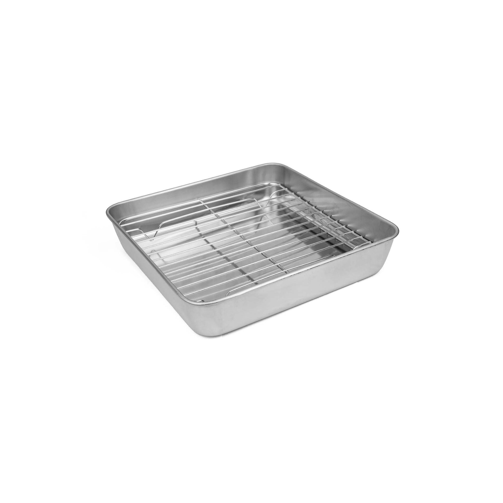 Braadslede met rooster - BBQ tray - Drip pan | Compact | 24 x 24 x 5 cm.