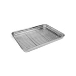 Braadslede met rooster - BBQ tray - Drip pan | Large | 31 x 24 x 2,5 cm.