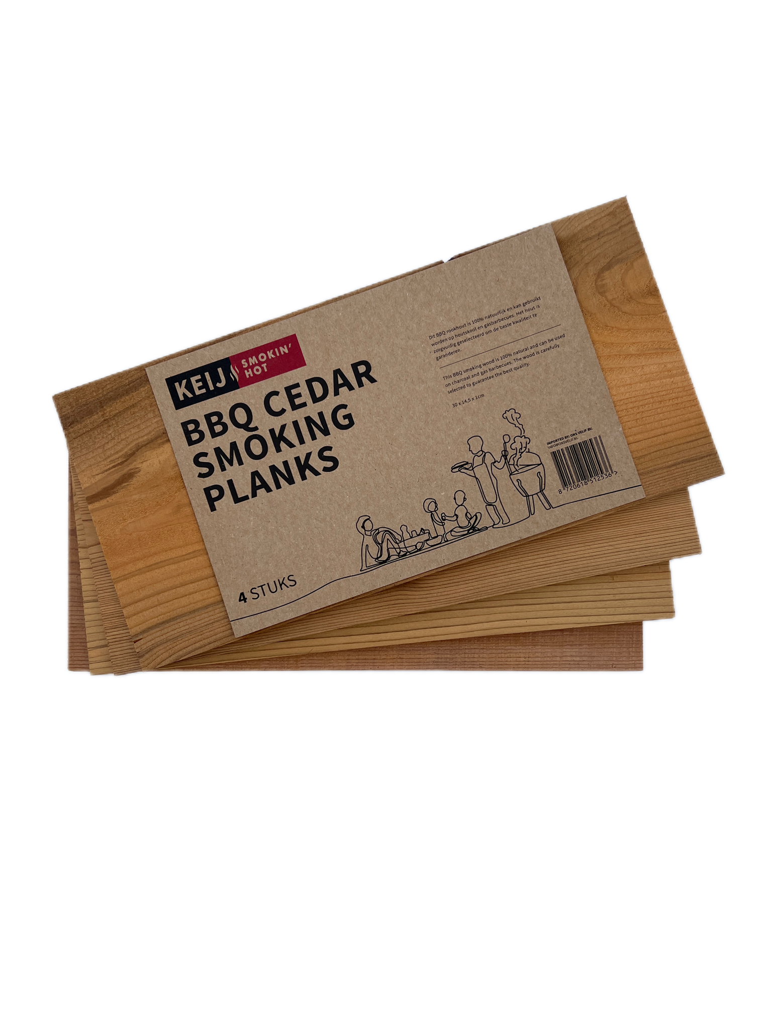 Keij Smokin' Hot - Cederhouten Rookplanken - 4 stuks