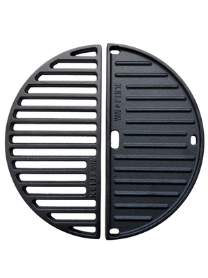 Set half grillrooster en grillplaat -gietijzer - Compact - 33 cm - geseasoned