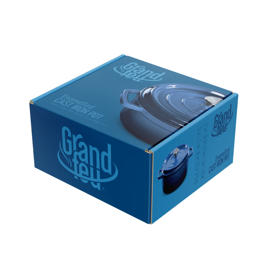 Grand Feu - Geëmailleerde gietijzeren braadpan - 4,7 ltr. - blauw