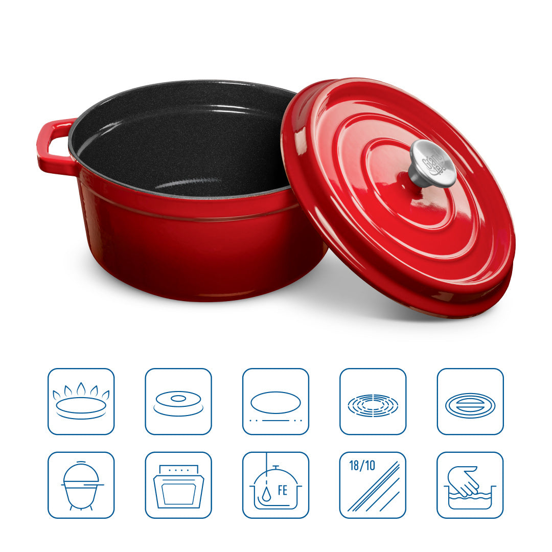 Grand Feu - Geëmailleerde gietijzeren braadpan - 3,5 ltr. - rood
