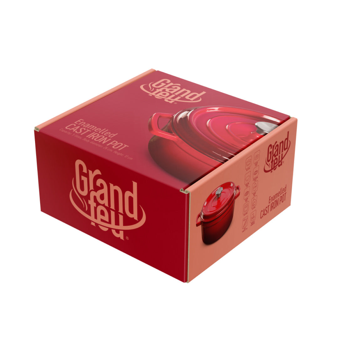 Grand Feu - Geëmailleerde gietijzeren braadpan - 3,5 ltr. - rood