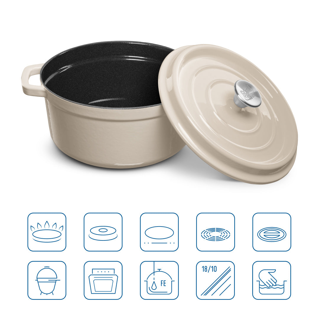 Grand Feu - Geëmailleerde gietijzeren braadpan - 3,5 ltr. - wit