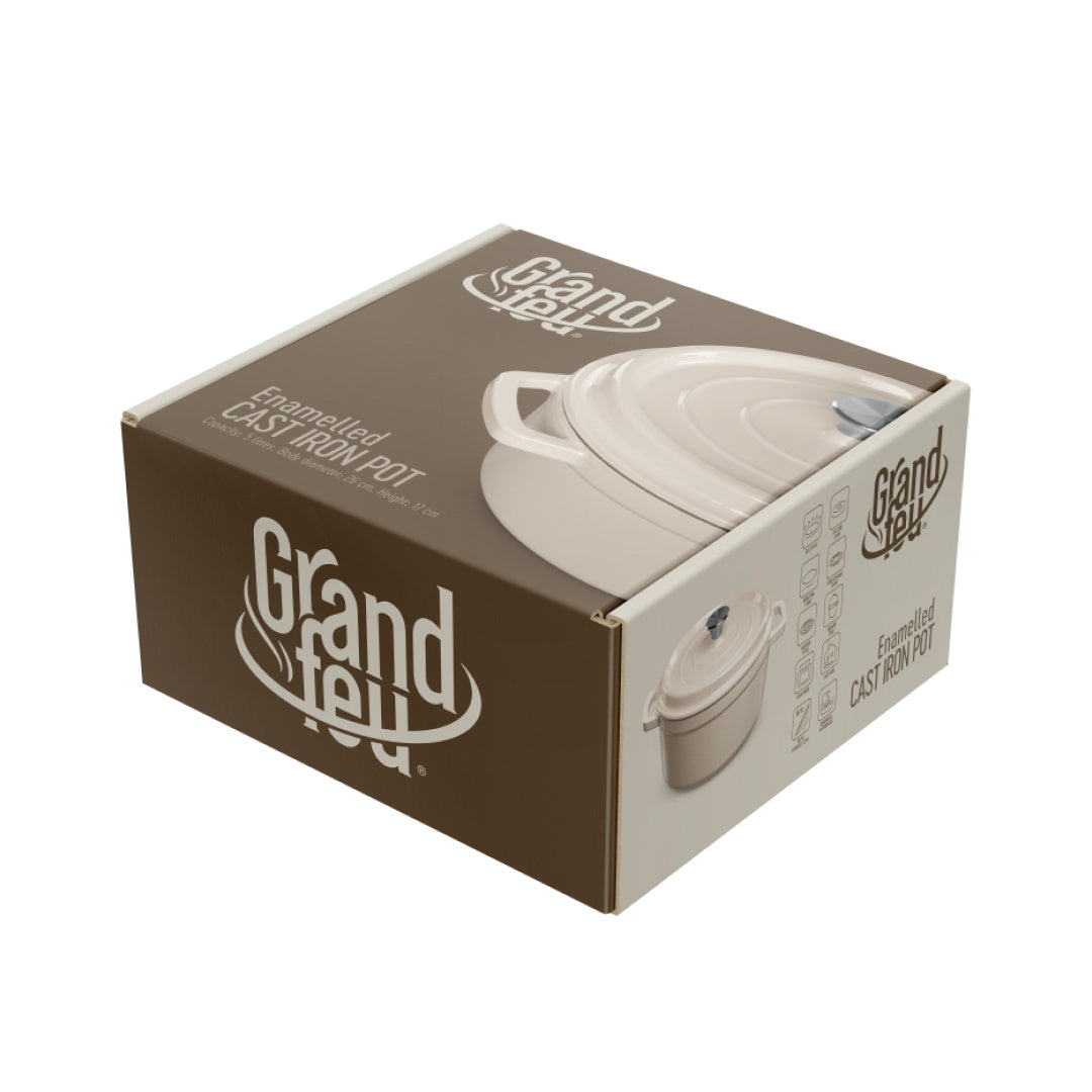 Grand Feu - Geëmailleerde gietijzeren braadpan - 3,5 ltr. - wit
