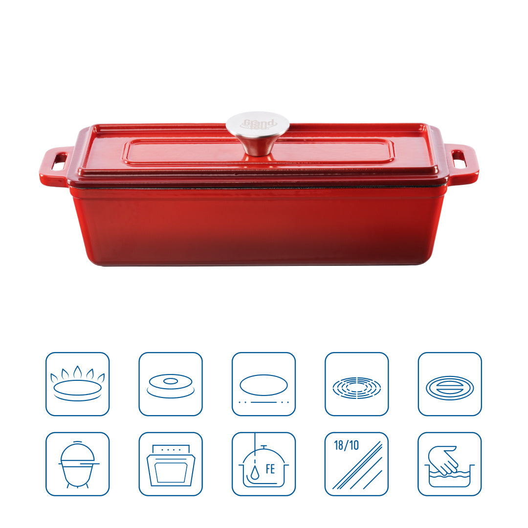 Grand Feu - Geëmailleerde gietijzeren bakvorm - 1,7 l - rood