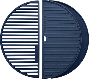 Set half grillrooster en grillplaat - gietijzer - L - 46,5 cm - geseasoned