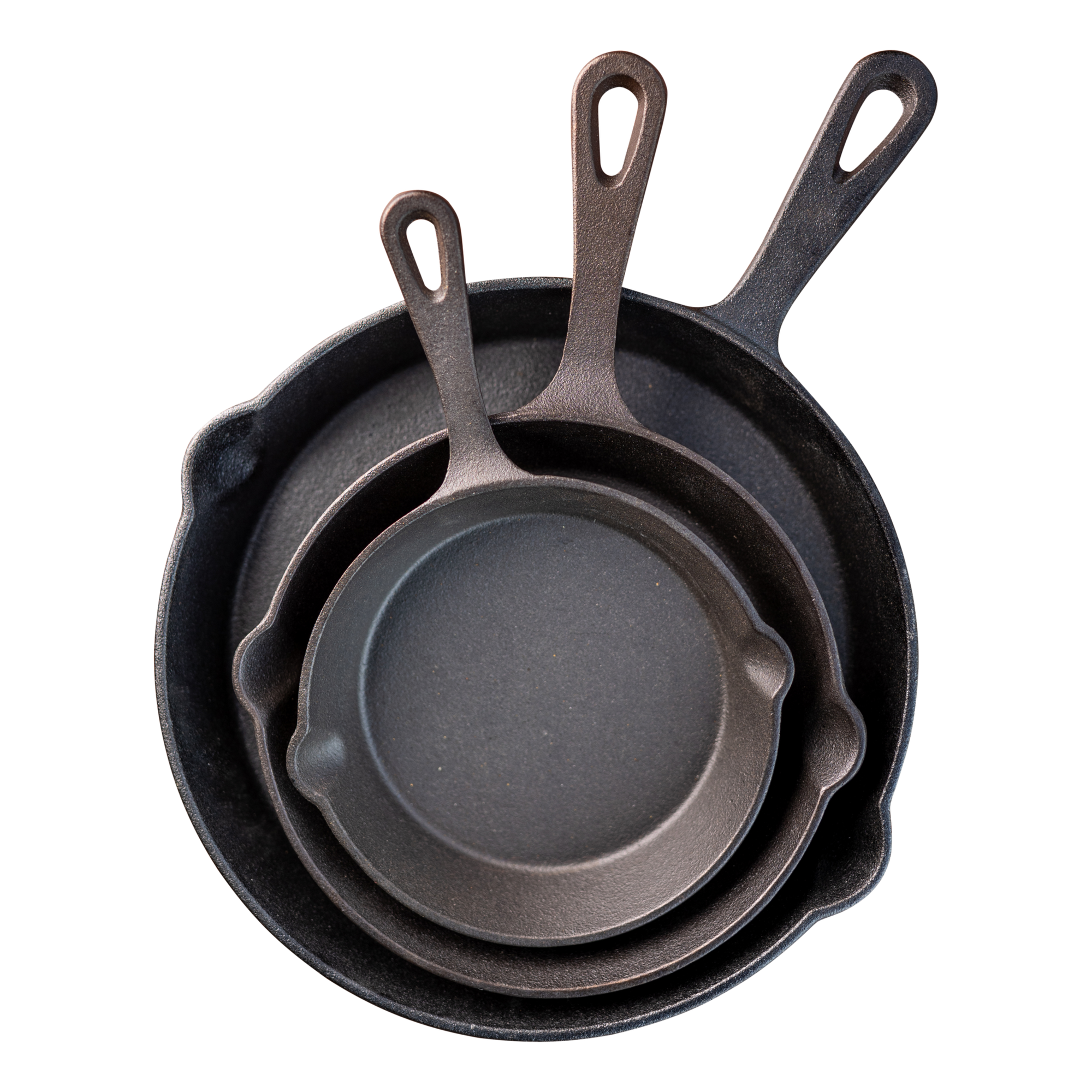 Gietijzeren pan - Skillet - set 3 stuks - 16 cm, 19,5 cm en 24,5 cm