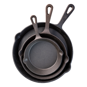 Gietijzeren pan - Skillet -  set 3 stuks - 16 cm, 19,5 cm en 24,5 cm