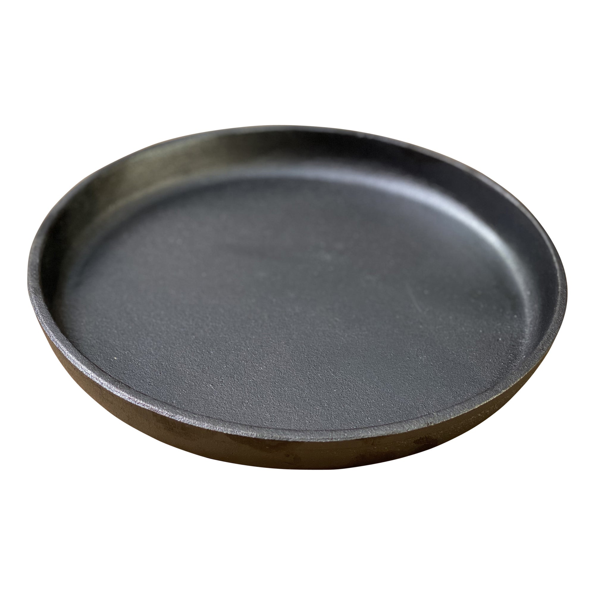 Gietijzeren ronde steakplate - met onderzetter - 22 cm