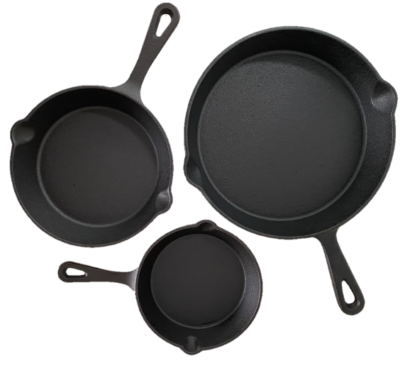 Gietijzeren pan - Skillet - set 3 stuks - 16 cm, 19,5 cm en 24,5 cm