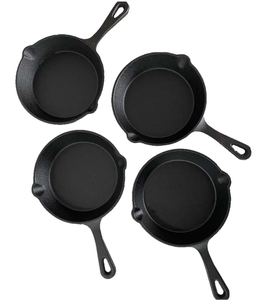 Gietijzeren pan - Skillet - set 4 stuks - 16cm - preseasoned