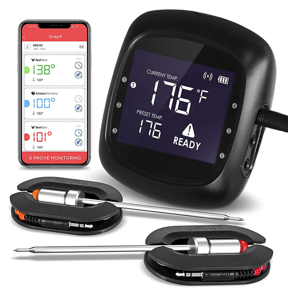 Bluetooth BBQ thermometer - 2 probes - 6 poorten