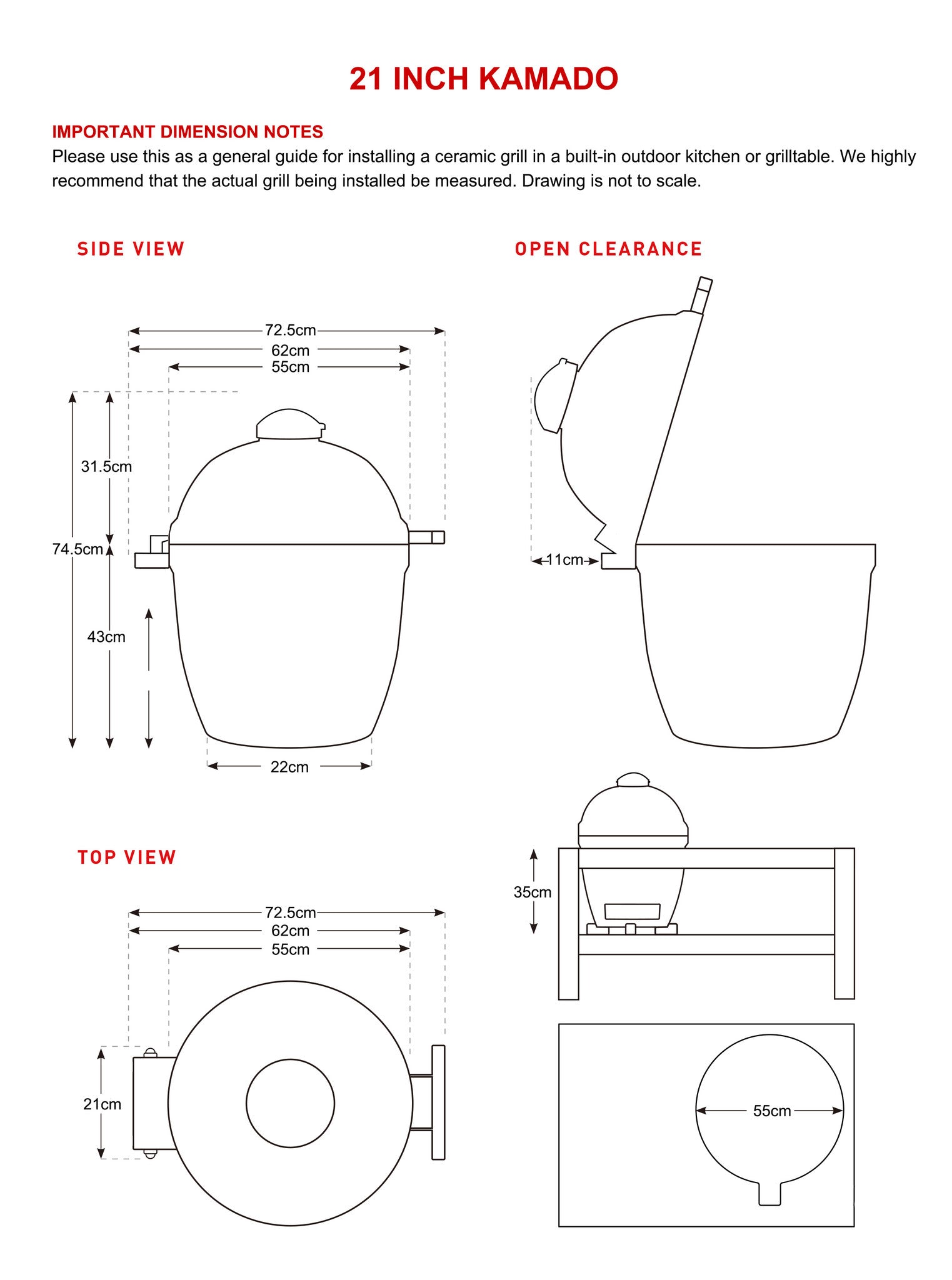 Kamado BasiQ - 21 inch - Red