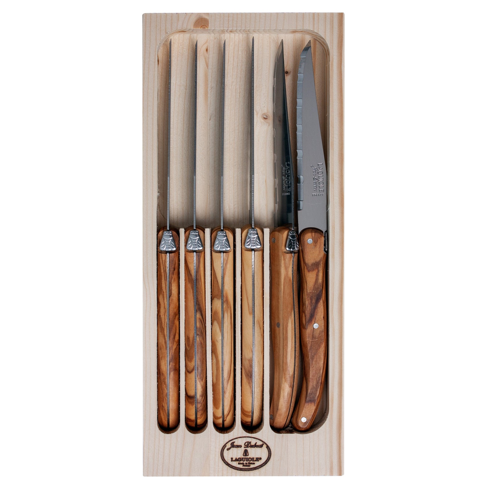 Jean Dubost Laguiole  - 6 Steakmessen - Classic - Olijfhout