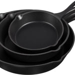 Keij - Gietijzeren pan - Skillet -  set 3 stuks - 15 cm, 20 cm en 25 cm - zwart geëmailleerd
