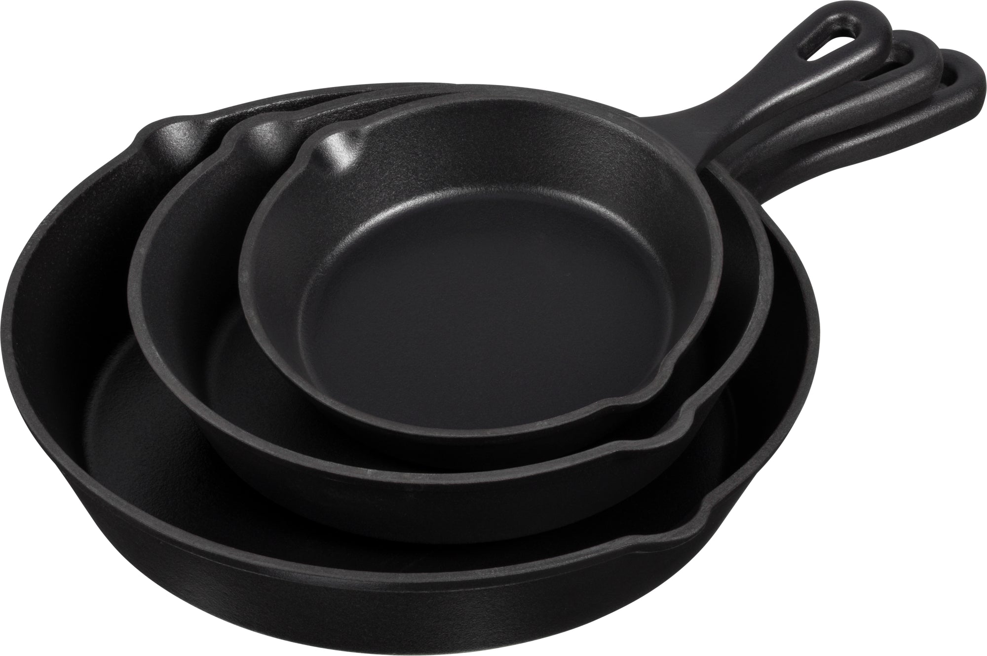 Keij - Gietijzeren pan - Skillet -  set 3 stuks - 15 cm, 20 cm en 25 cm - zwart geëmailleerd