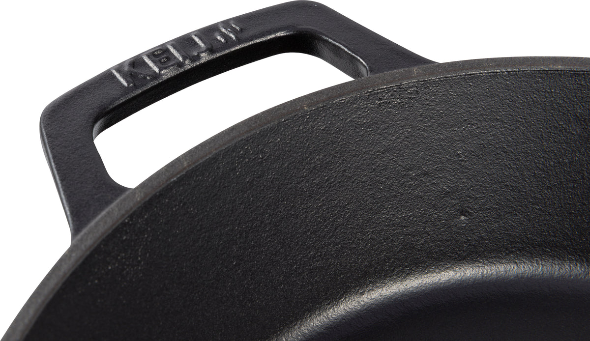 Keij - Gietijzeren pan - Skillet -  30 cm - 2 handvatten - zwart geëmailleerd