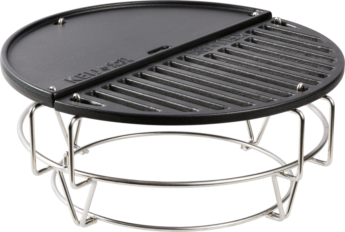 Set half grillrooster en grillplaat - gietijzer - Compact - 33 cm -  geëmailleerd