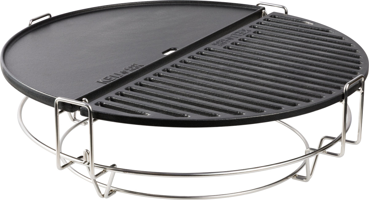 Set half grillrooster en grillplaat - gietijzer - Large - 46,5 cm -  geëmailleerd