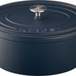 Keij Casserole - 30cm | 6 liter – Gietijzer – Mat Blauw Emaille – Voor BBQ, Gas, Oven & Inductie