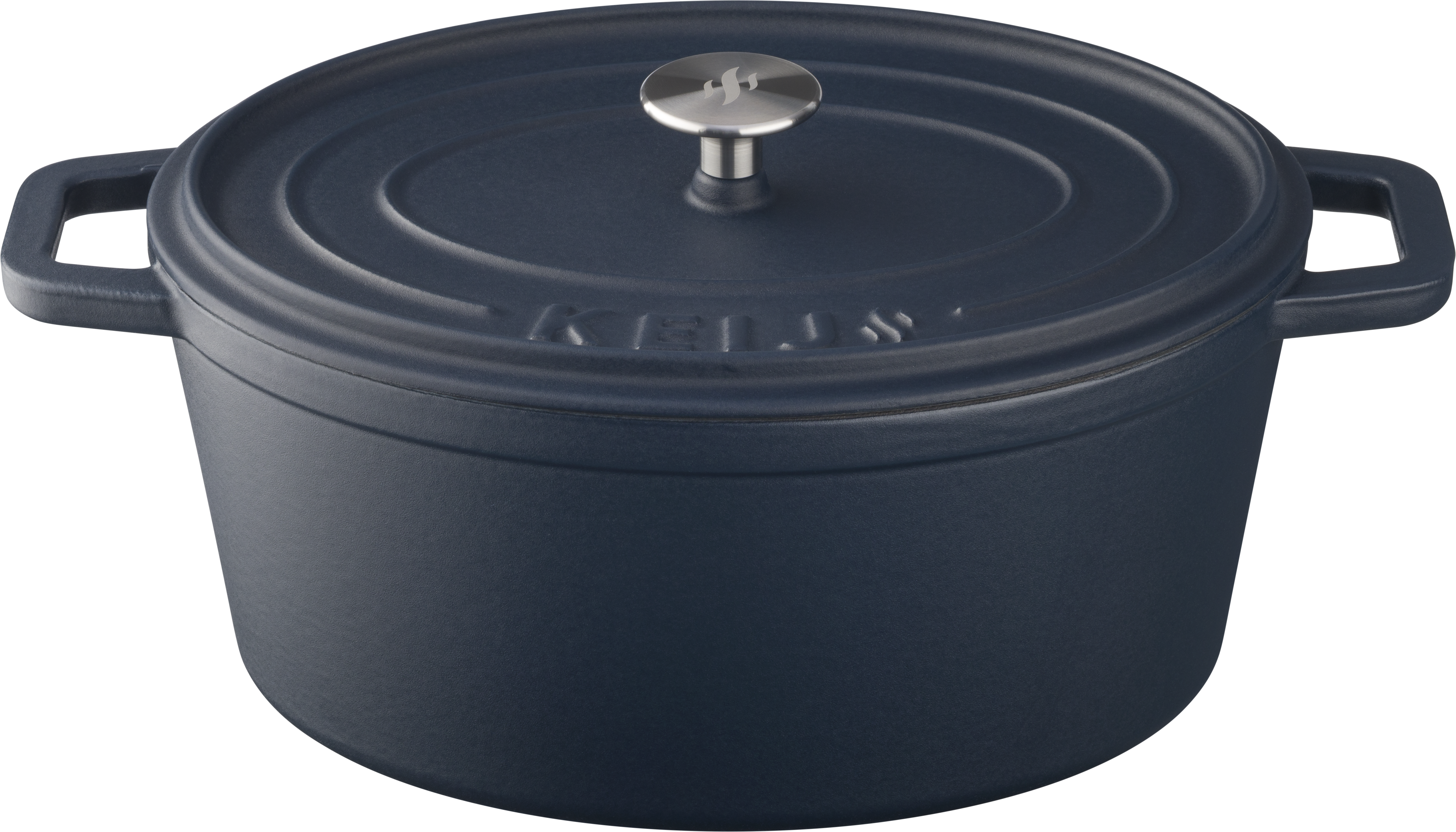 Keij Casserole - 30cm | 6 liter – Gietijzer – Mat Blauw Emaille – Voor BBQ, Gas, Oven & Inductie