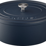 Keij Casserole - 30cm | 6 liter – Gietijzer – Mat Blauw Emaille – Voor BBQ, Gas, Oven & Inductie