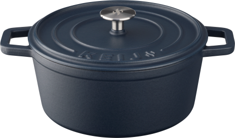 Keij Dutch Oven 3,5L | 24 cm – Gietijzer – Mat Blauw Emaille – Voor BBQ, Gas, Oven & Inductie