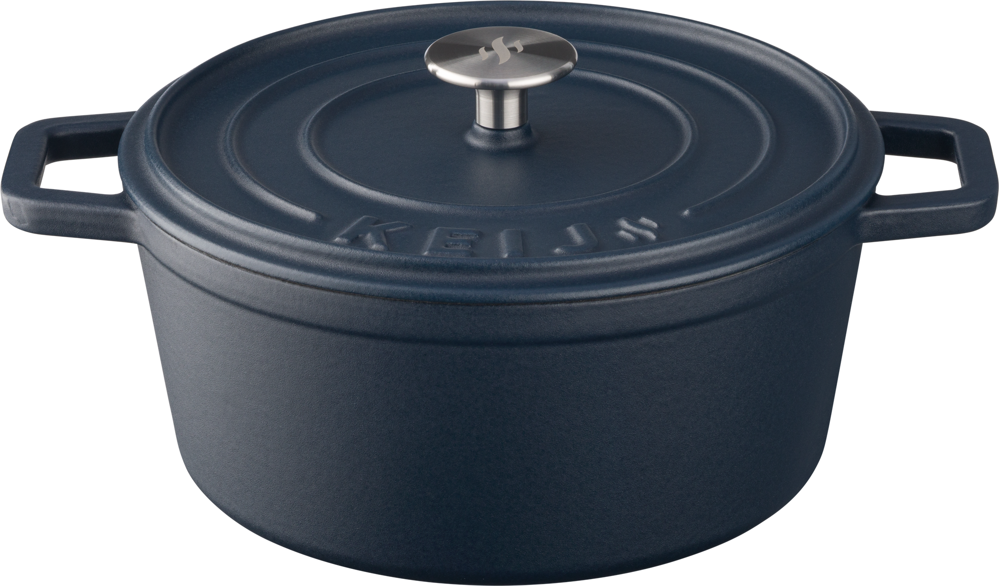 Keij Dutch Oven 3,5L | 24 cm – Gietijzer – Mat Blauw Emaille – Voor BBQ, Gas, Oven & Inductie