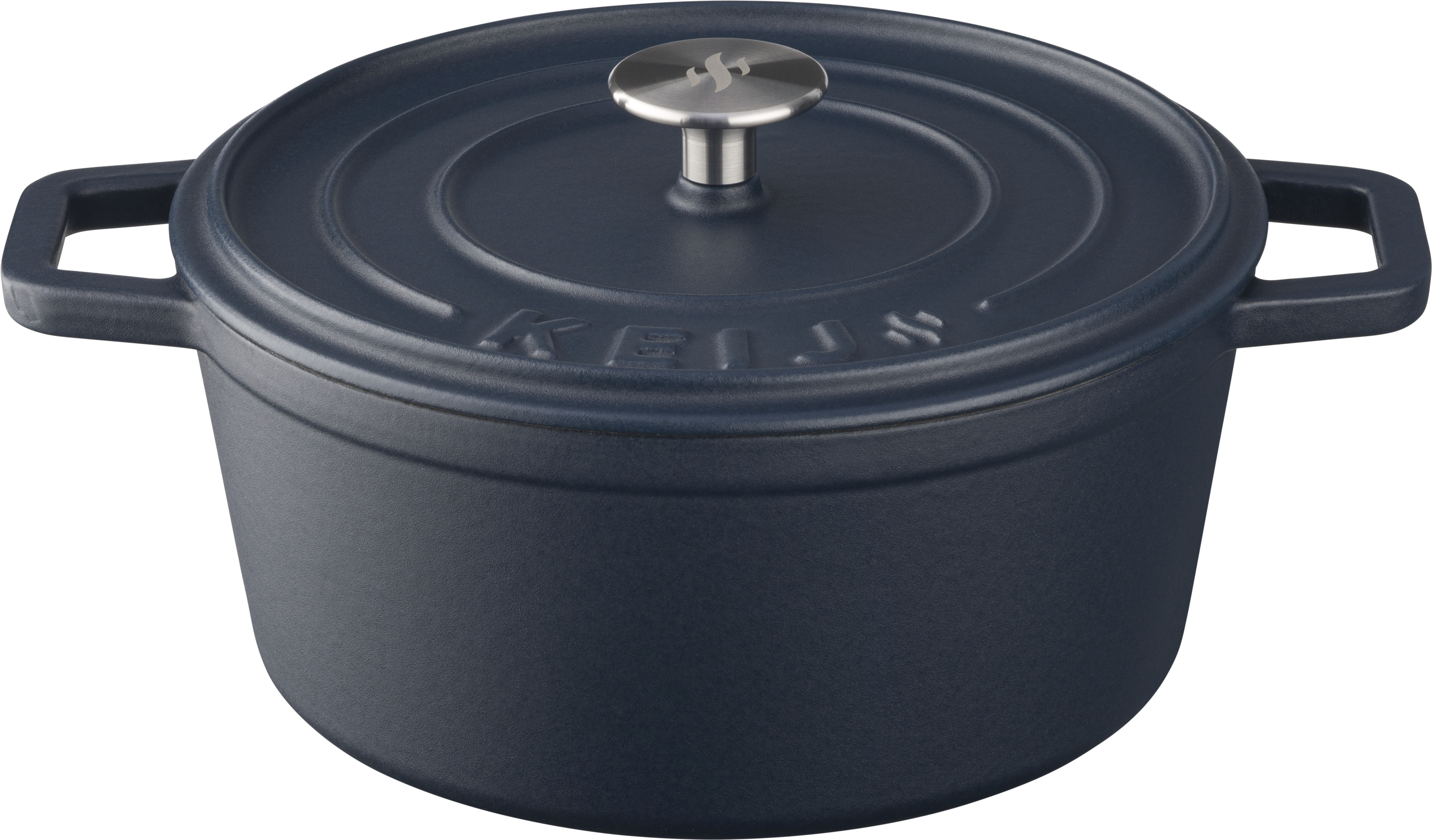 Keij Dutch Oven 3,5L | 24 cm – Gietijzer – Mat Blauw Emaille – Voor BBQ, Gas, Oven & Inductie
