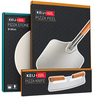Pizza-Set Groß - Pizzastein 38 cm, Pizzaschaufel, Pizzamesser