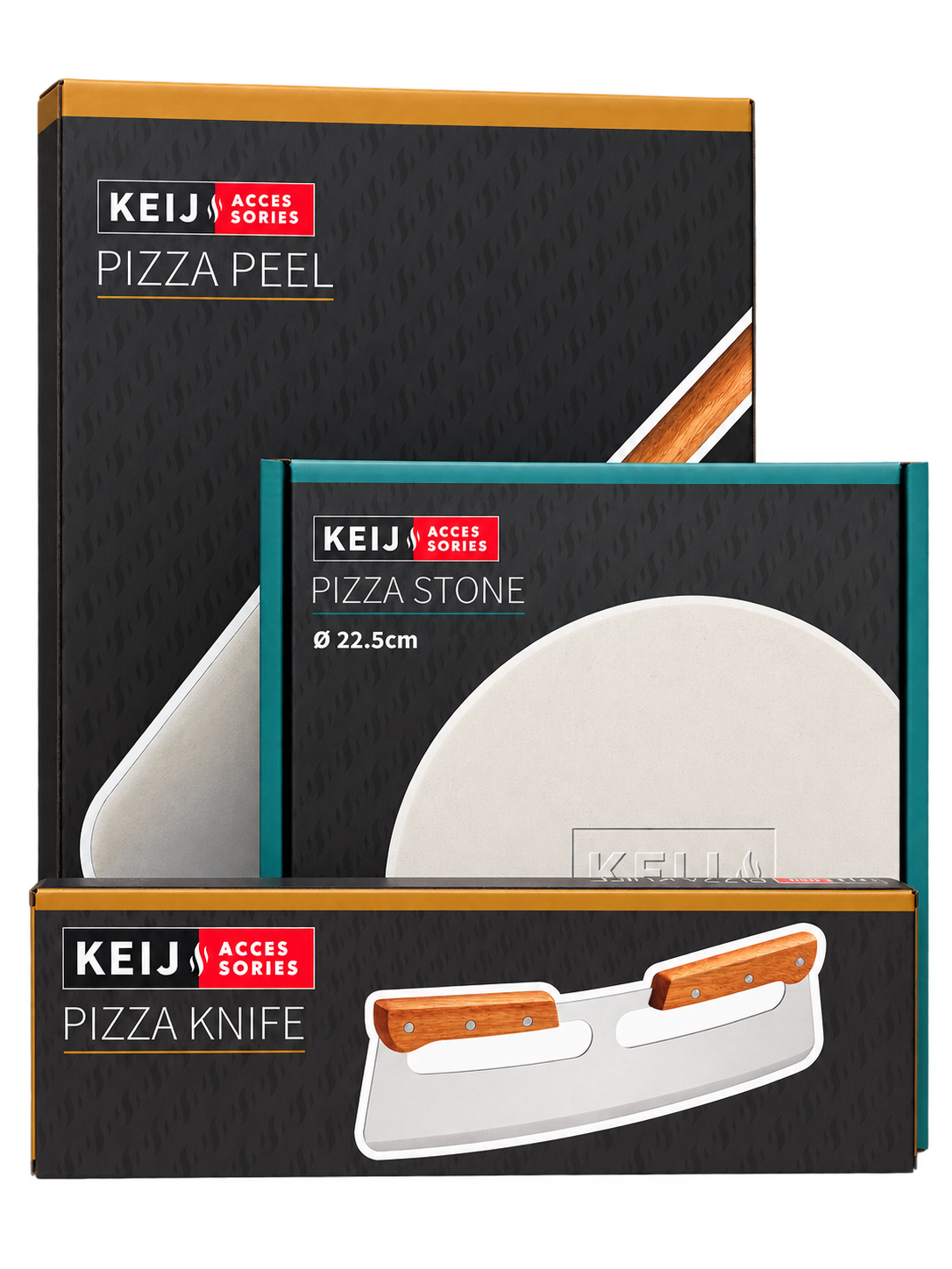 Pizza set XS - pizzasteen 23 cm, pizzaschep, pizzames
