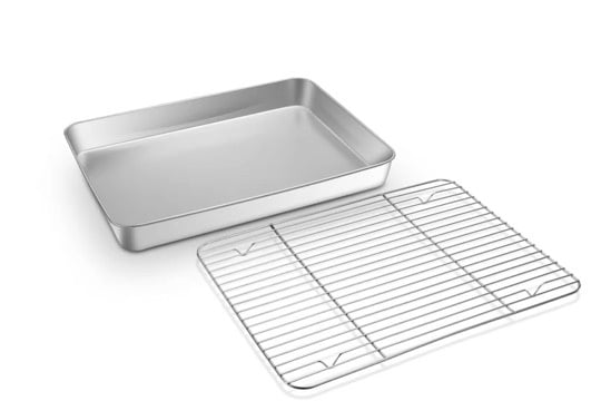 Braadslede met rooster - BBQ tray - Drip pan | compact | 23 x 17 x 5 cm.