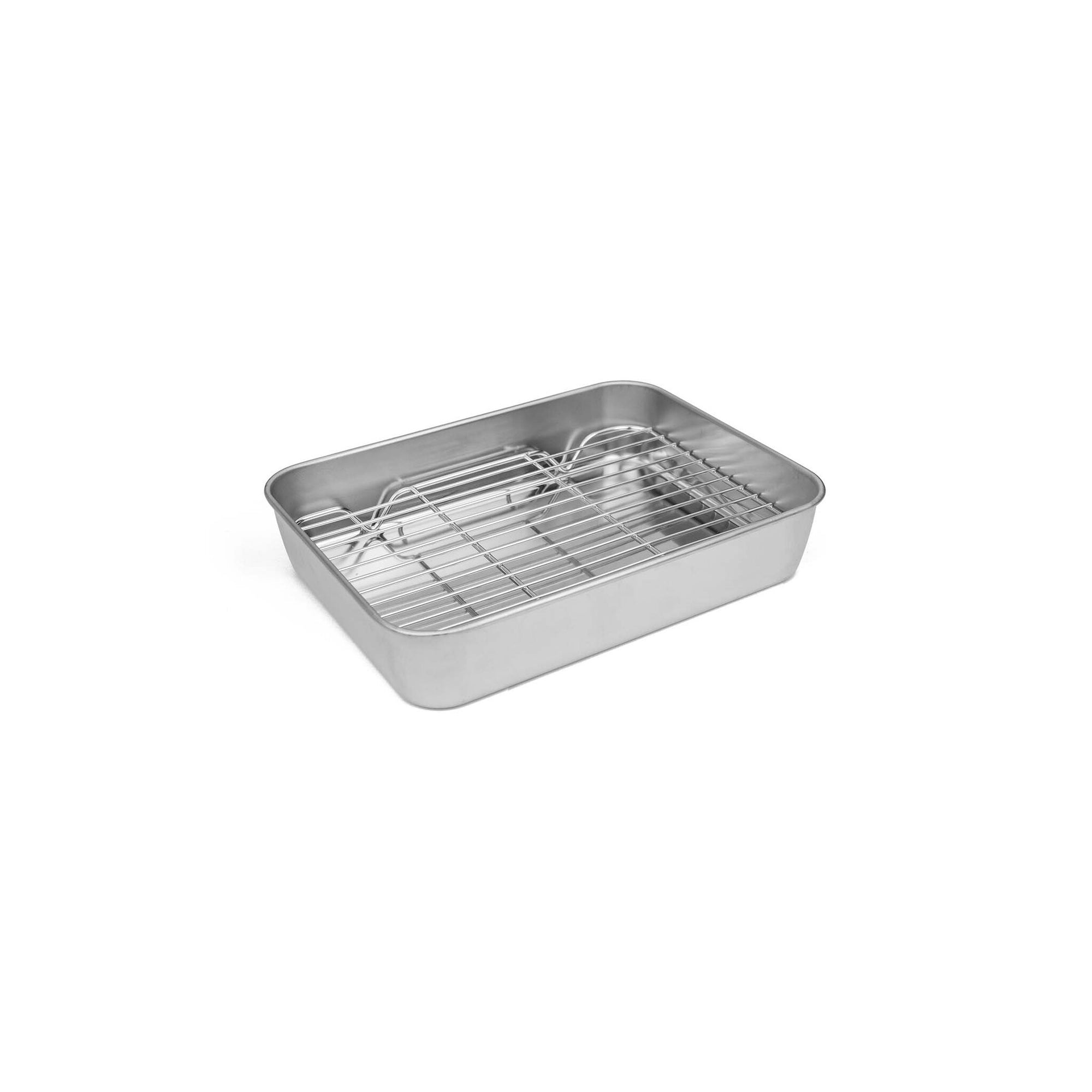 Braadslede met rooster - BBQ tray - Drip pan | compact | 23 x 17 x 5 cm.