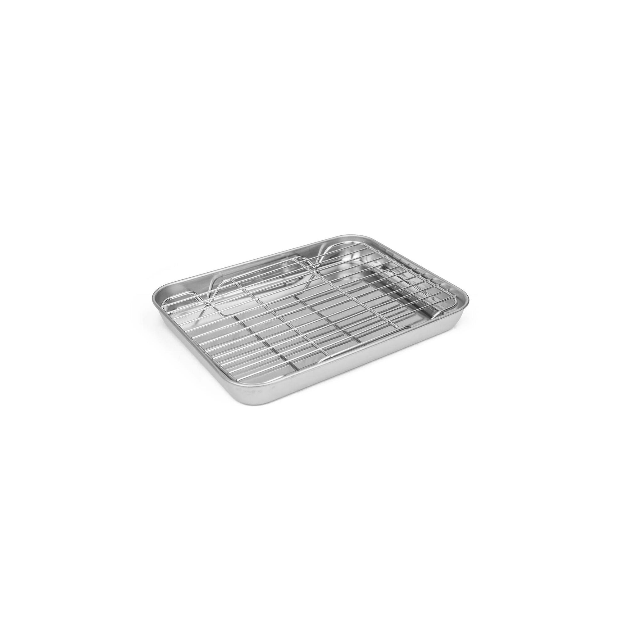Braadslede met rooster - BBQ tray - Drip pan | compact | 23 x 17 x 2,5 cm.