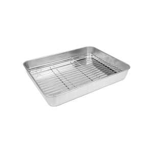 Braadslede met rooster - BBQ tray - Drip pan | Large | 31 x 24 x 5 cm.