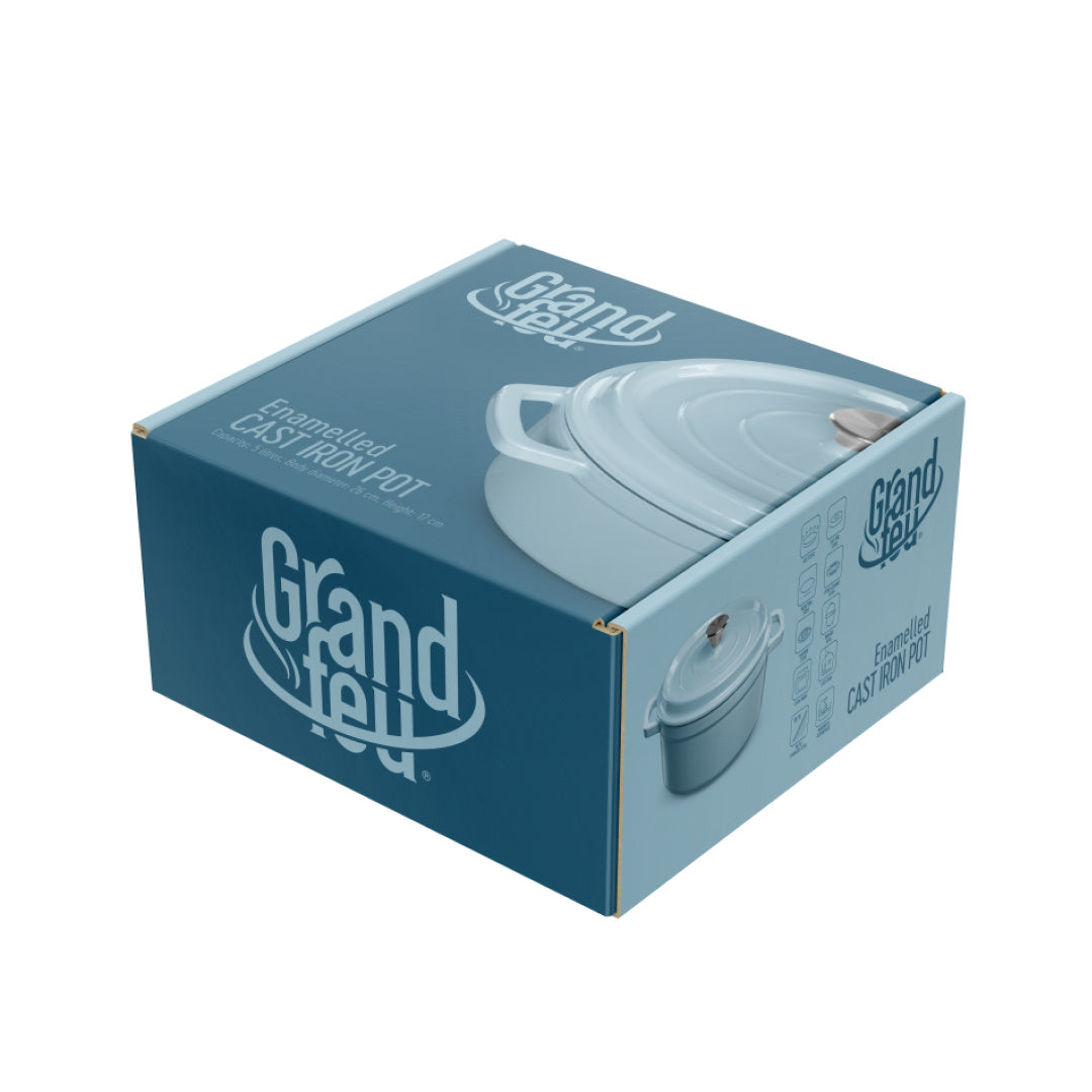 Grand Feu - Geëmailleerde gietijzeren braadpan - 4,7 ltr. licht blauw