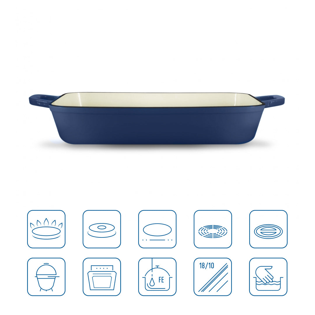 Grand Feu - Geëmailleerde gietijzeren ovenschaal - 3,2 ltr. - blauw
