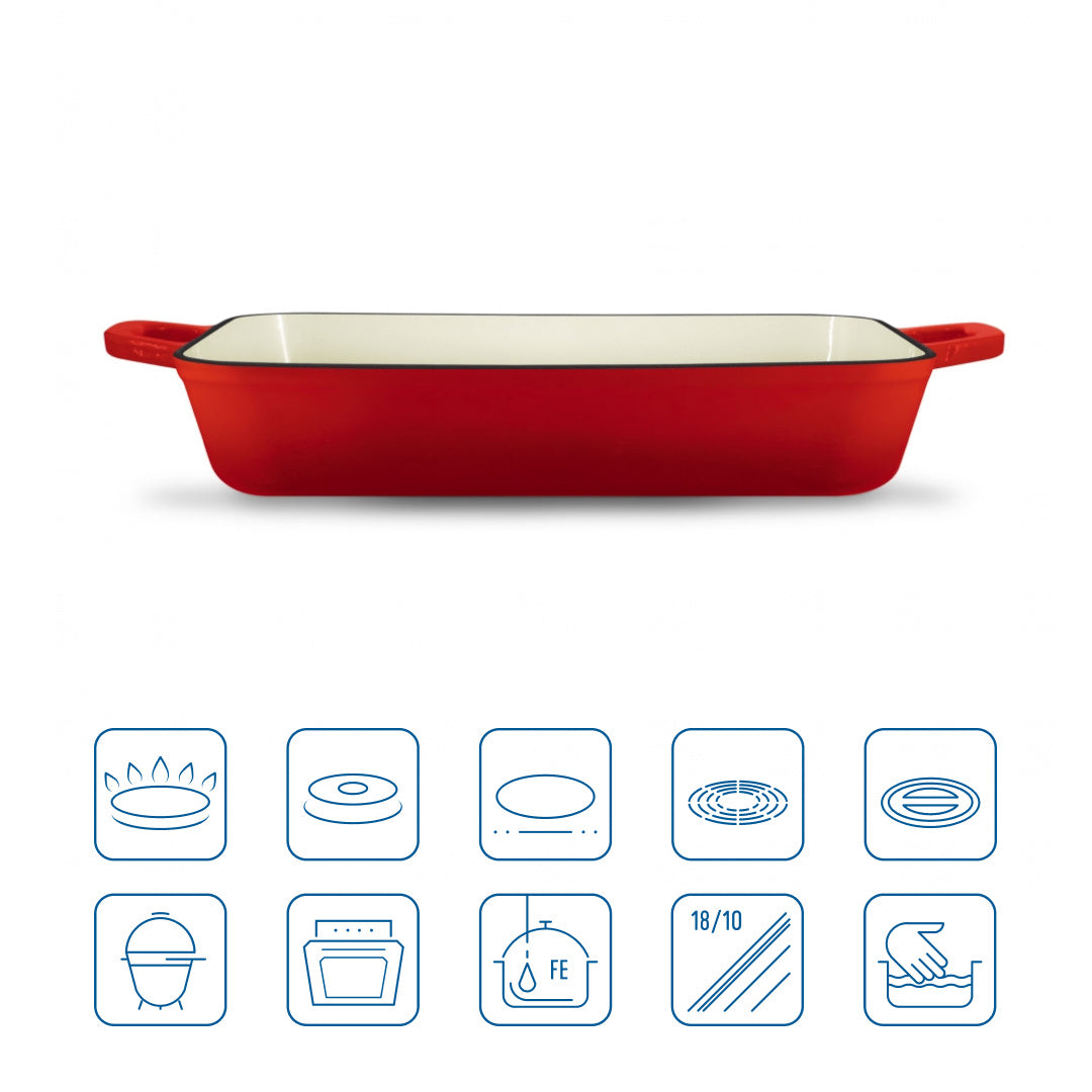 Grand Feu -Geëmailleerde gietijzeren ovenschaal - 3,2 ltr. - rood
