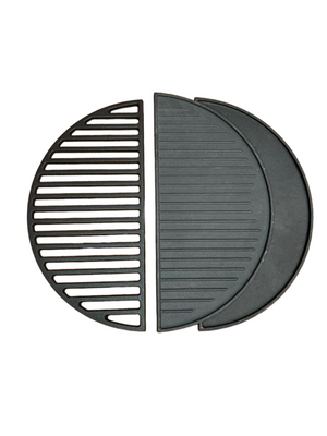 Set half grillrooster en grillplaat - gietijzer - M - 38 cm - geseasoned