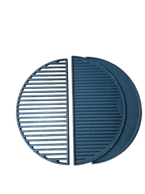 Set half grillrooster en grillplaat - gietijzer - XXL - 55 cm