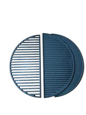 Set half grillrooster en grillplaat - gietijzer - XXL - 55 cm - geseasoned