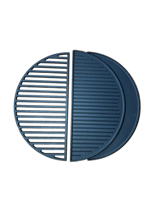 Set half grillrooster en grillplaat - gietijzer - XL - 49,5 cm - geseasoned