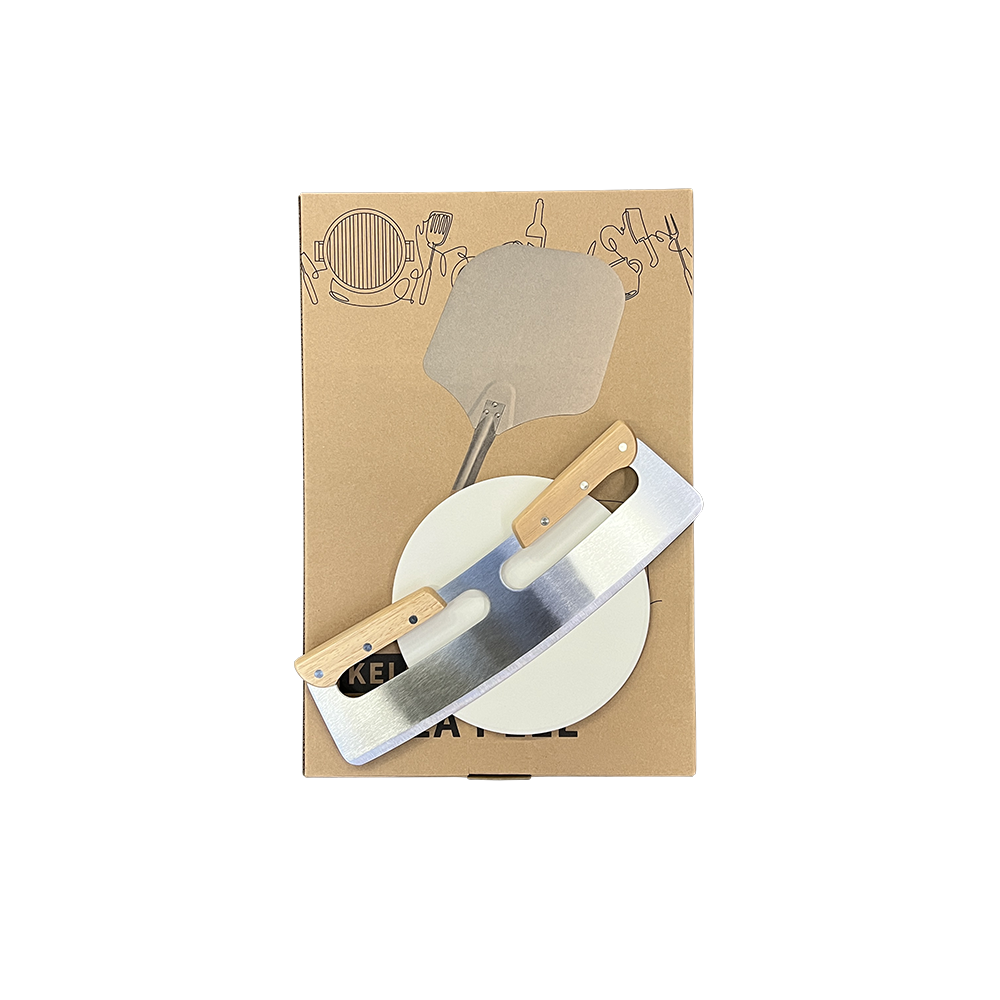 Pizza set XXS - pizzasteen 20,6 cm, pizzaschep, pizzames