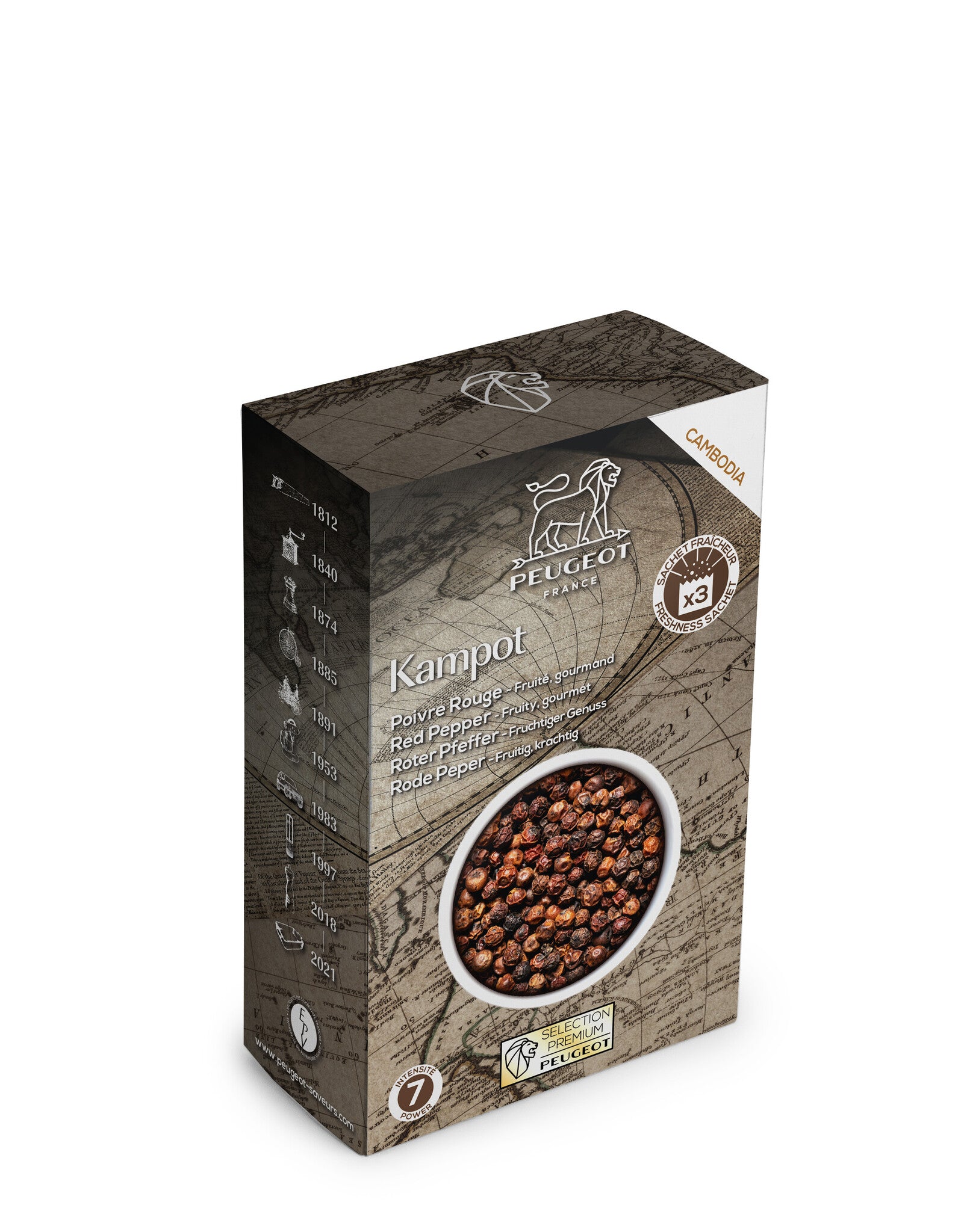 Peugeot - Kampot - rode peper - 3 x 20g