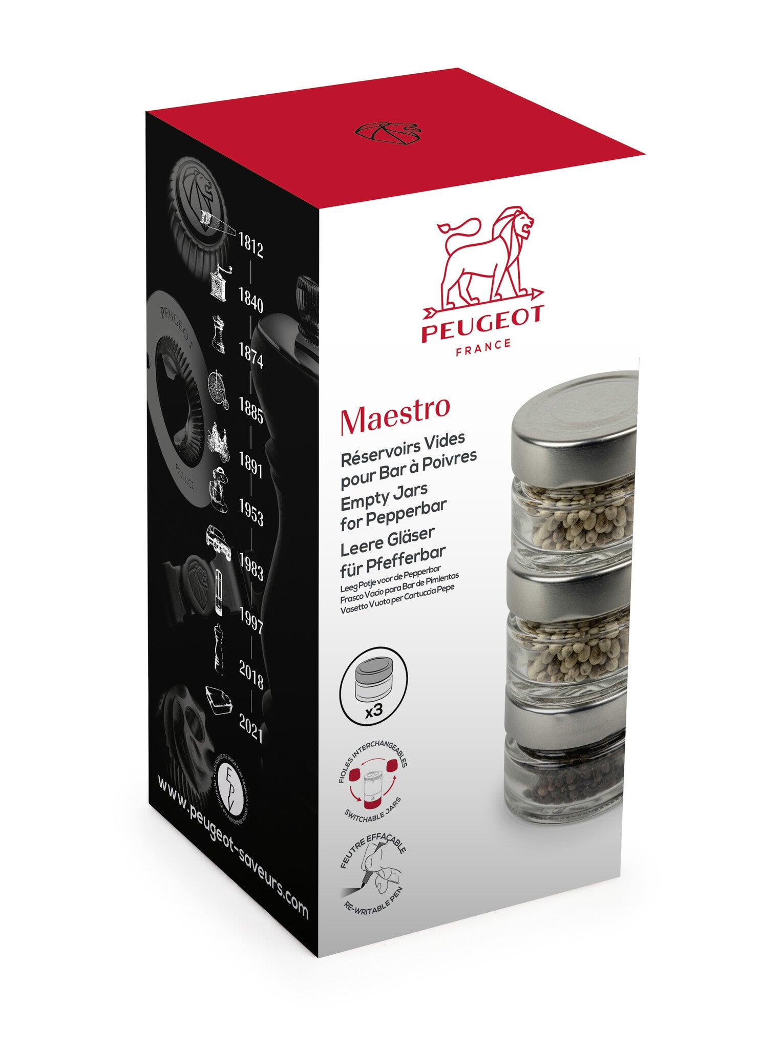 Peugeot - Maestro - set van 3 glazen bewaarcapsules