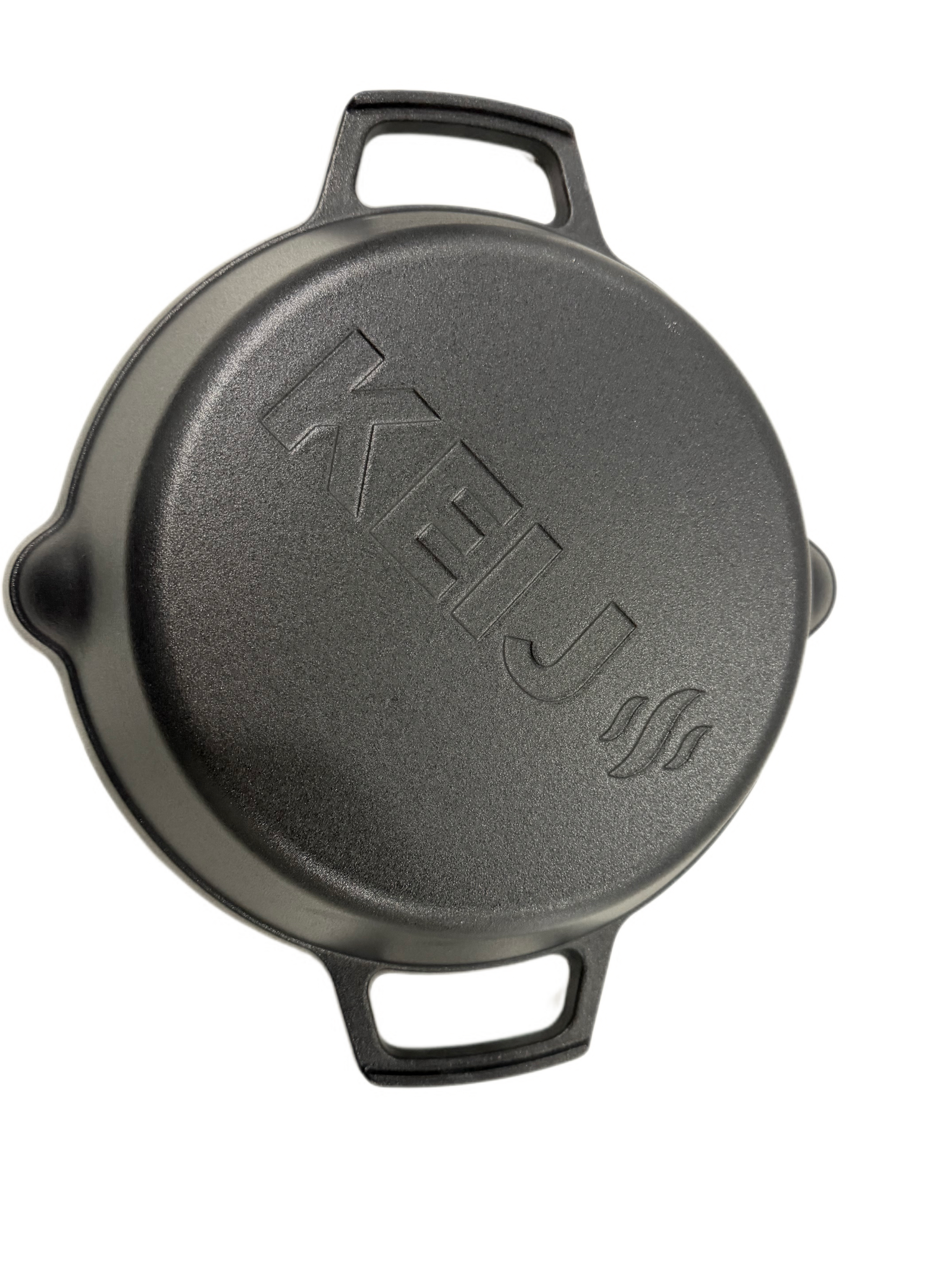 Keij - Gietijzeren pan - Skillet -  30 cm - 2 handvatten - zwart geëmailleerd