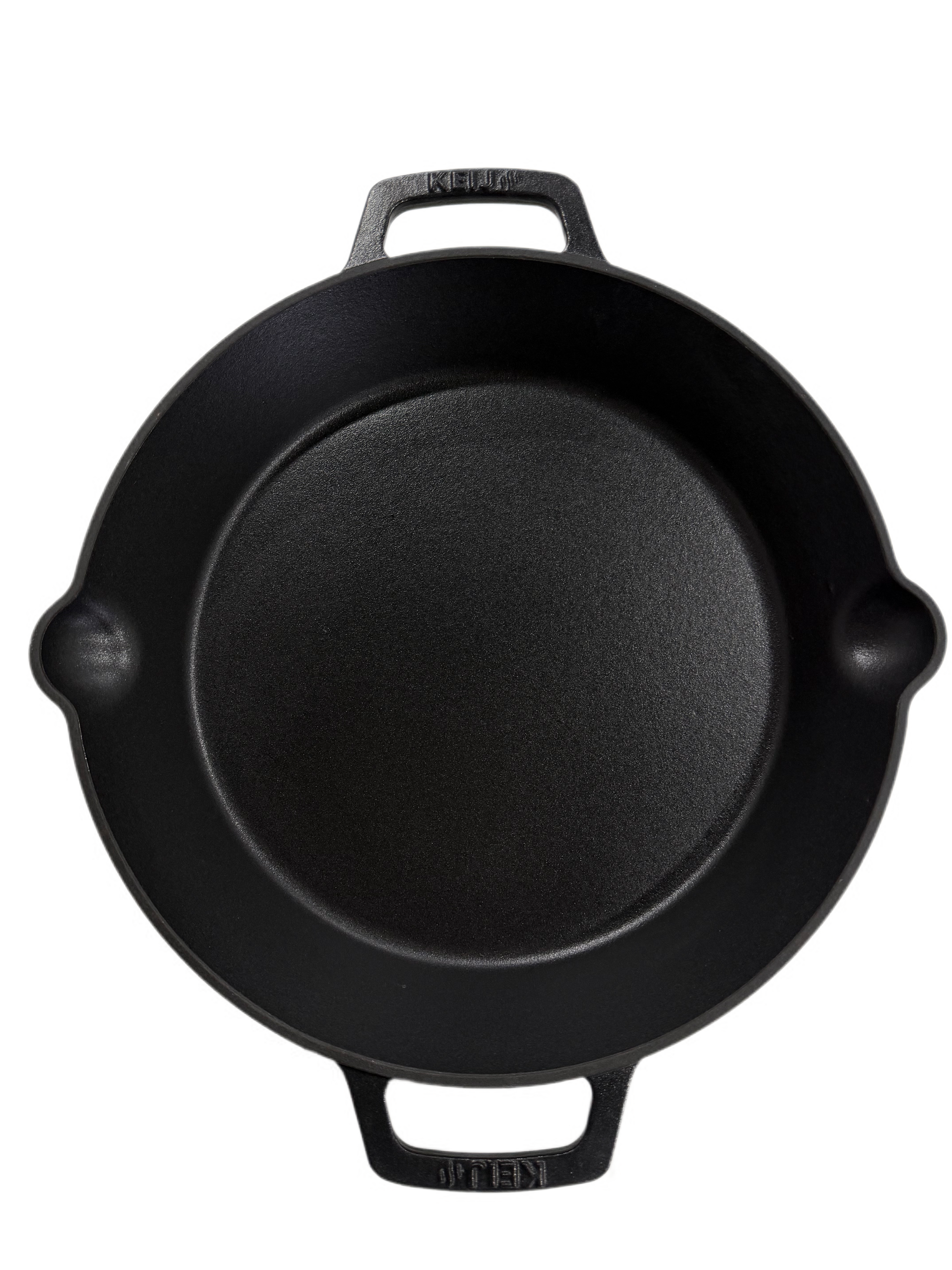 Keij - Gietijzeren pan - Skillet -  30 cm - 2 handvatten - zwart geëmailleerd