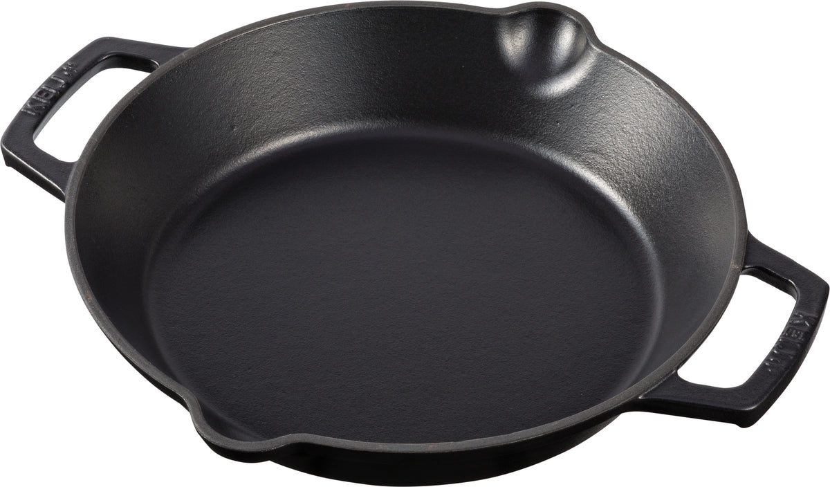 Keij - Gietijzeren pan - Skillet -  30 cm - 2 handvatten - zwart geëmailleerd